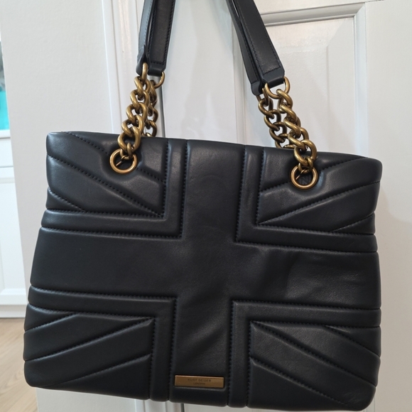Kurt Geiger Kensington Union Jack Black Leather Tote Bag - Picture 3 of 9